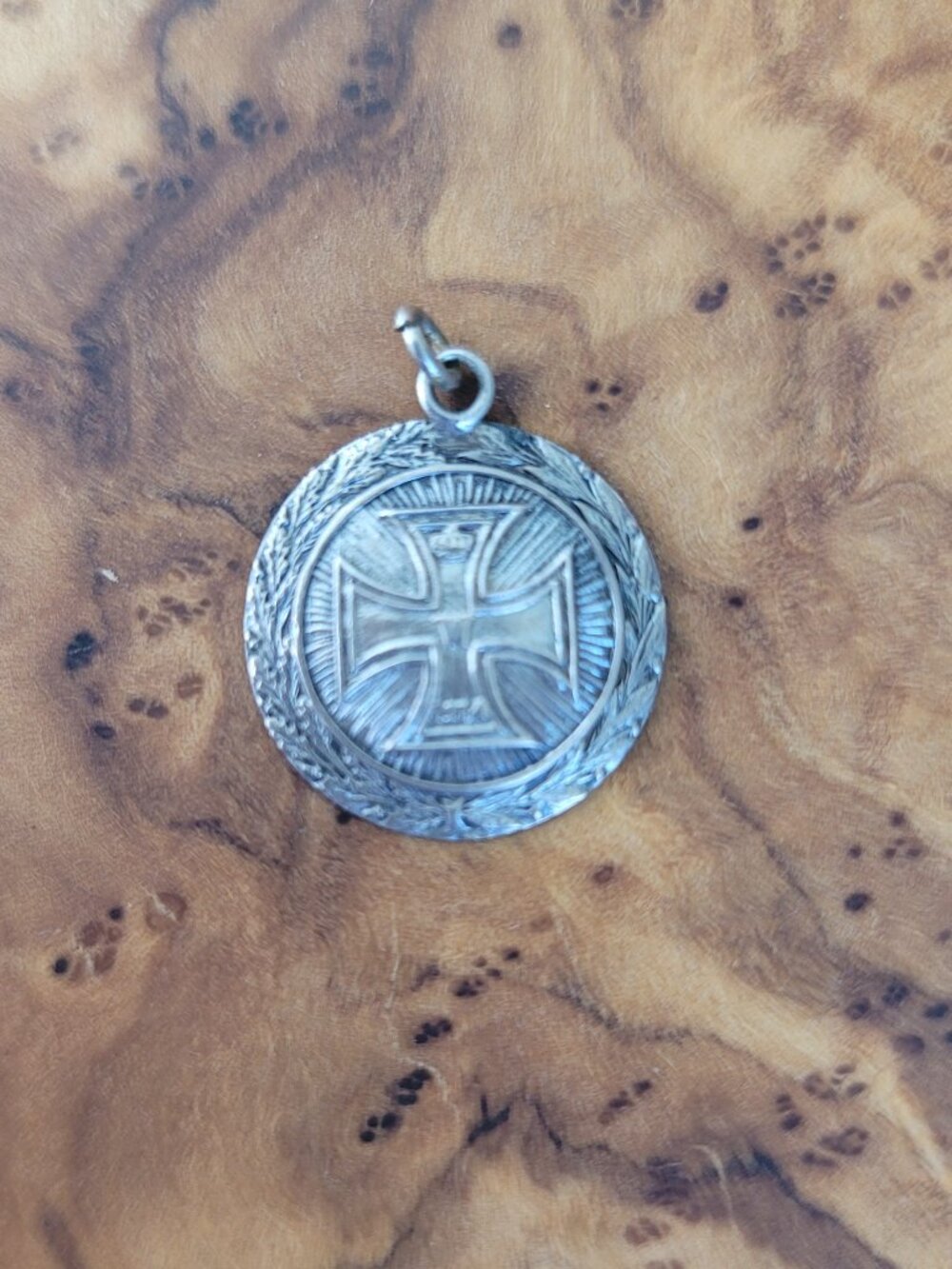 Antique (1914) Wwi German Iron Cross Sweetheart Sterling Pendant